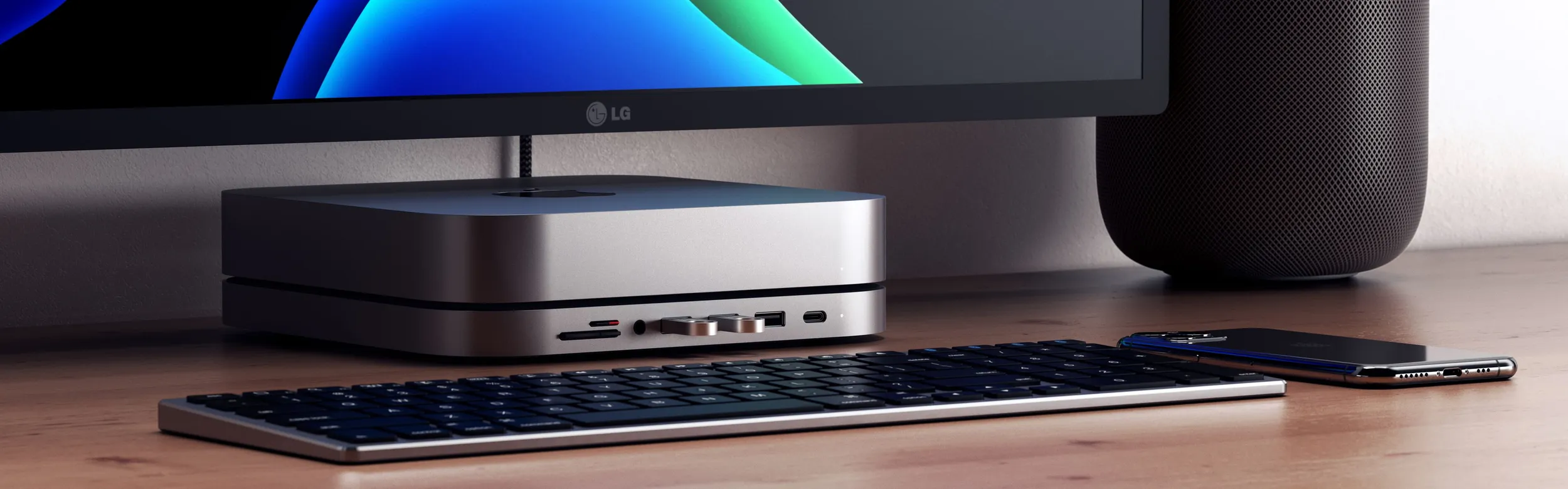 Док-станция с подставкой Satechi Mac Mini Stand & Hub (для Mac Mini, серый космос)