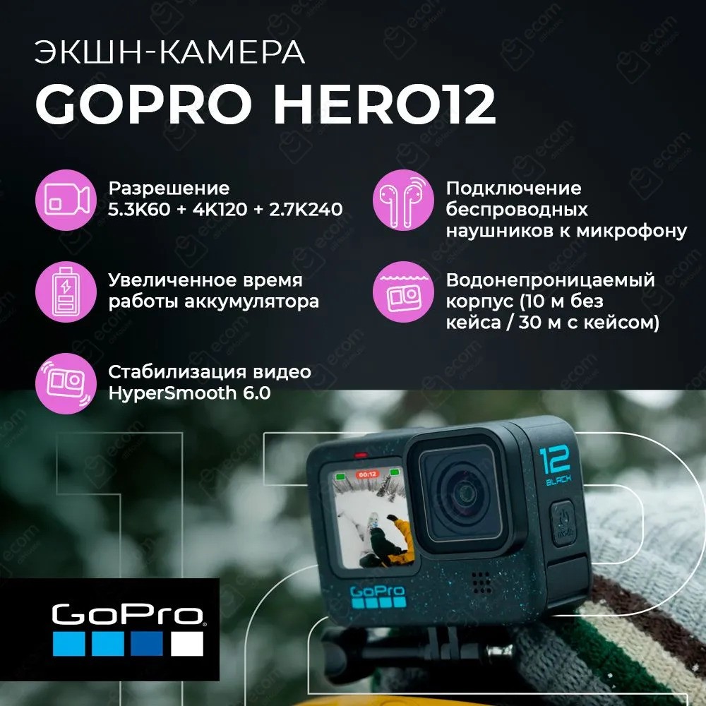Экшн-камера GoPro HERO12 Black Edition (черный)