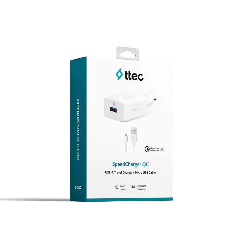 Зарядное устройство TTEC SpeedCharger QC 3.0 Travel Charger 18W with Micro USB Cable (белый)