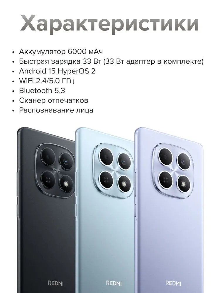 Смартфон Xiaomi Redmi Note 15 8/256 (синий)