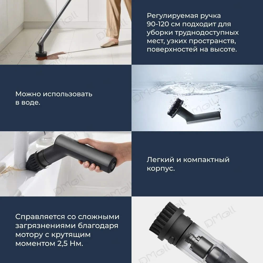 Беспроводная электрическая щётка HOTO Electric Spin Scrubber (черный)