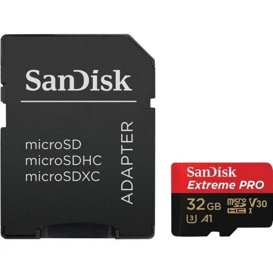Карта памяти SanDisk Extreme Pro microSDHC (32 ГБ, с SD адаптером, черный/красный)