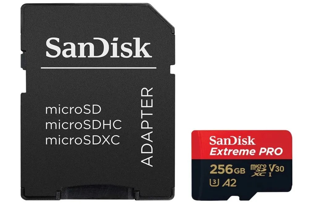 Карта памяти SanDisk Extreme Pro microSDXC (256 ГБ, черный/красный)