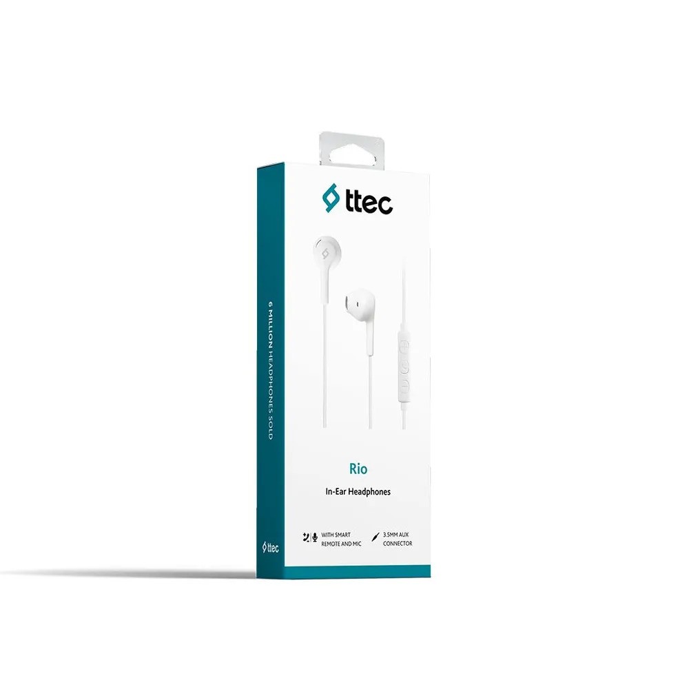 Проводные наушники TTEC RIO In-Ear Headphones with Built-in remote control (белый)