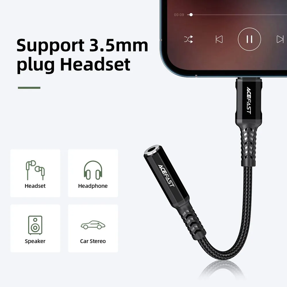 Кабель ACEFAST C1-05 Lightning to DC3.5 (черный)