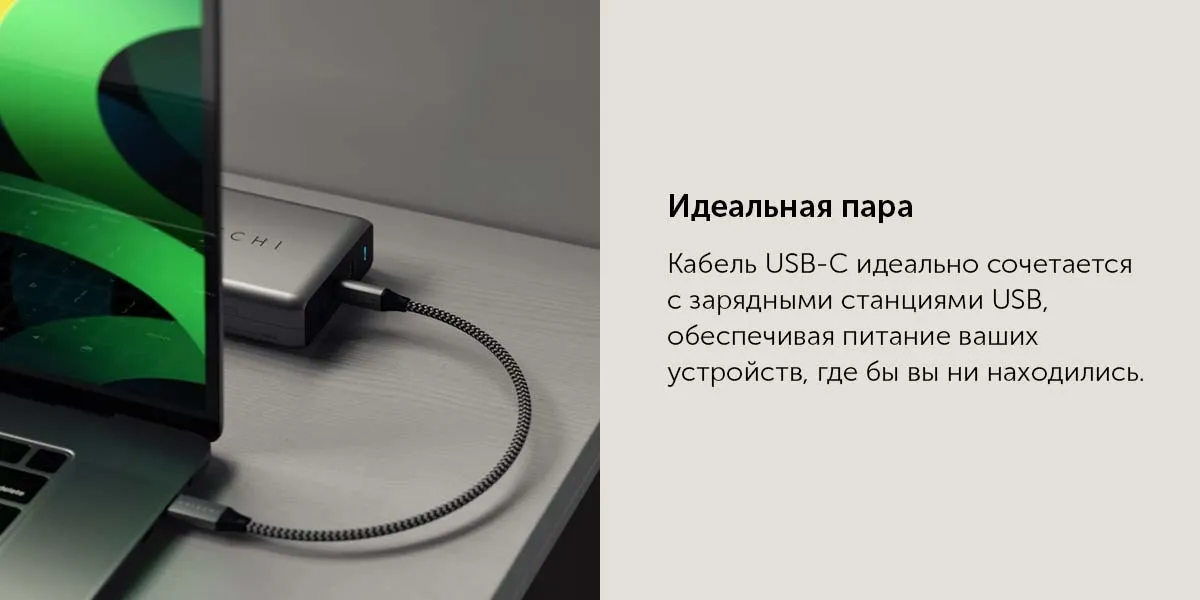 Кабель Satechi USB-C to USB-C Cable (25 см, серый космос)