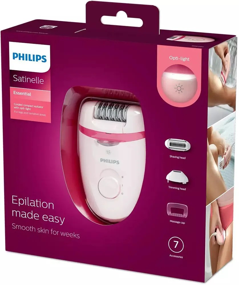 Эпилятор Philips Satinelle Essential BRE275/00 (розовый/белый