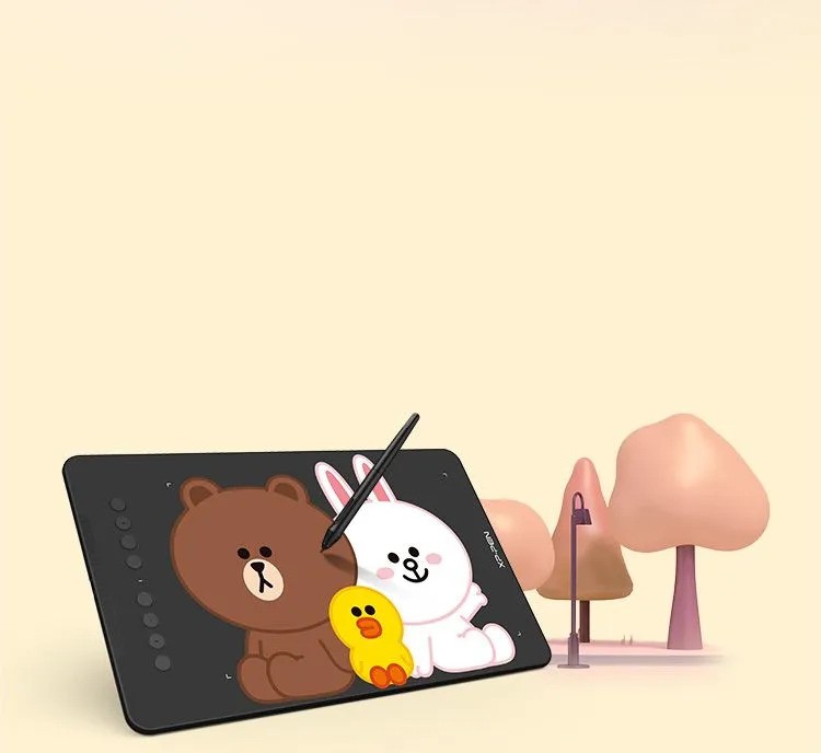 Графический планшет XPPen Deco01V2 Line Friends (черный)