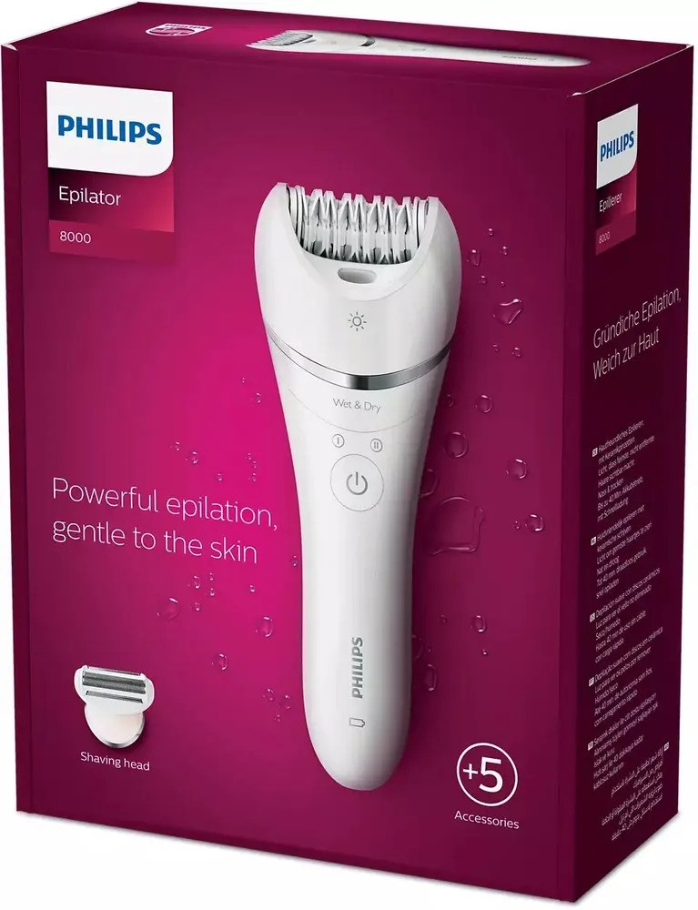 Эпилятор для сухой и влажной эпиляции Philips Series 8000 BRE710/00 (белый)