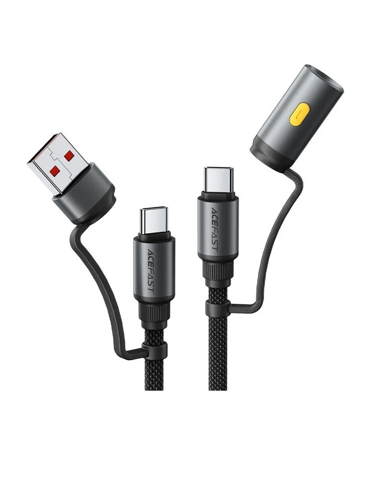 Зарядный кабель ACEFAST J5 Multi-Function Charging Data Cable USB-A+ USB-C+ Led Light (черный)