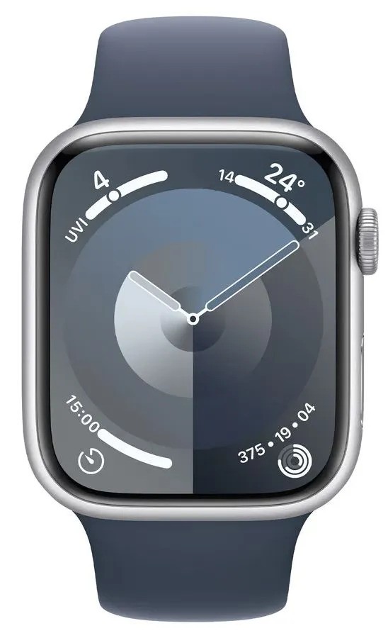 Умные часы Apple Watch Series 9 GPS Silver Aluminium Case with Storm Blue Sport Band (45mm, M/L, синий)
