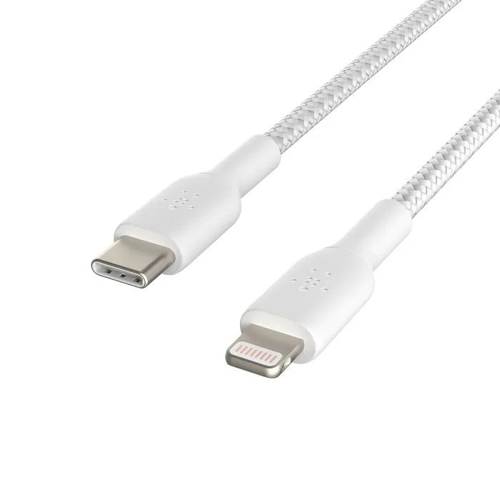 Кабель Belkin BoostCharge USB-C Braided Cable with Lightning Connector (2М, белый)