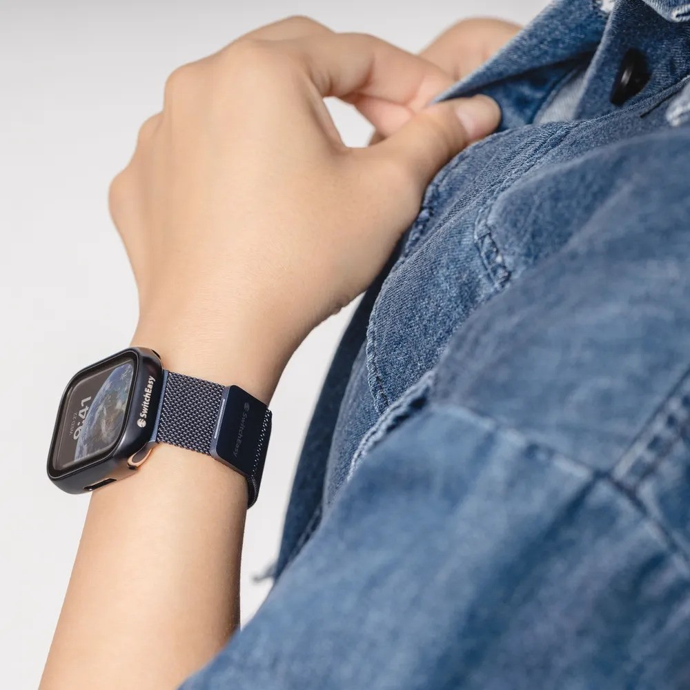 Ремешок для часов SwitchEasy Mesh Stainless Steel Watch Loop (для Apple Watch 42/44/45/49mm, полуночный серый)