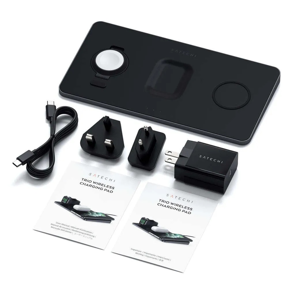 Беспроводное зарядное устройства Satechi Trio Wireless Charging Pad (для iPhone, AirPods, Apple Watch, серый космос)