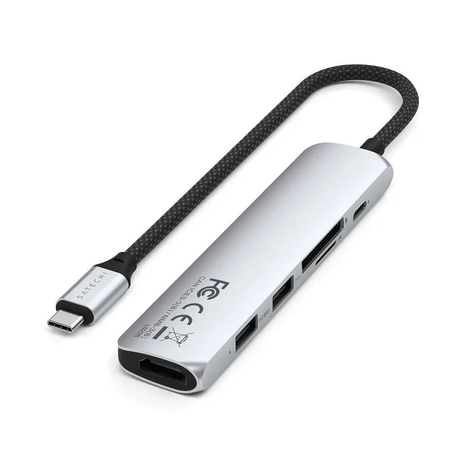 Адаптер Satechi 6-in-1 USB-C (6-в-1, серебристый)