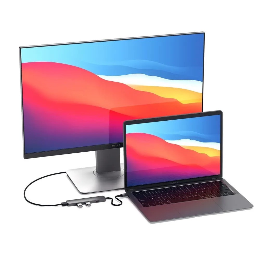 Адаптер Satechi Slim Aluminum Type-C Multi-Port Adapter with Type-C Charging Port (серый космос)