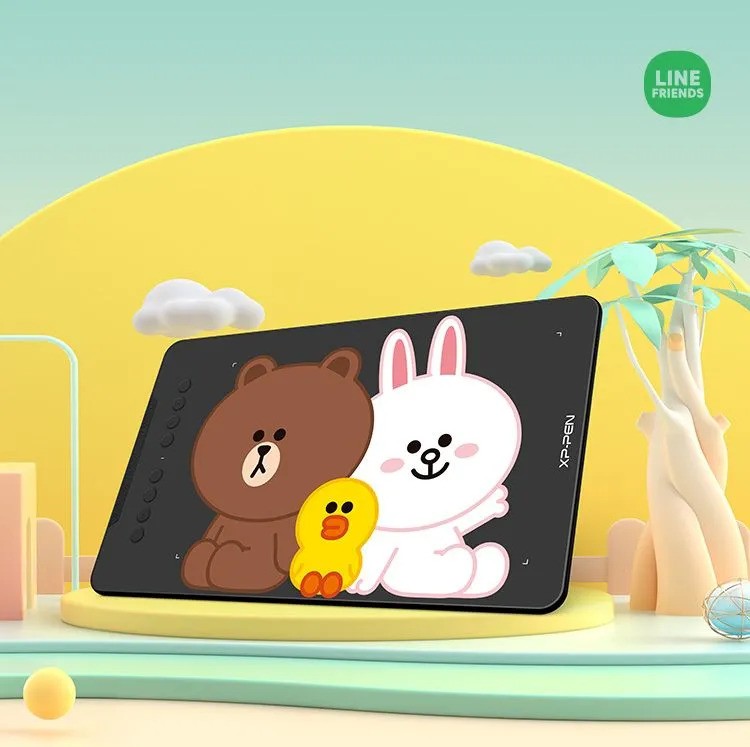 Графический планшет XPPen Deco01V2 Line Friends (черный)