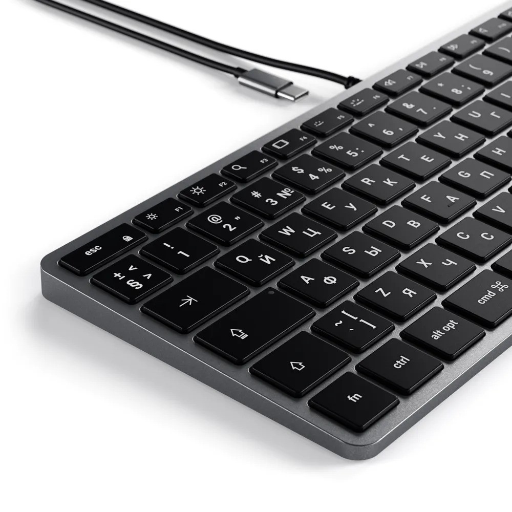 Клавиатура проводная Satechi Slim W1 USB-C ST-UCSW1M-RU (серый)