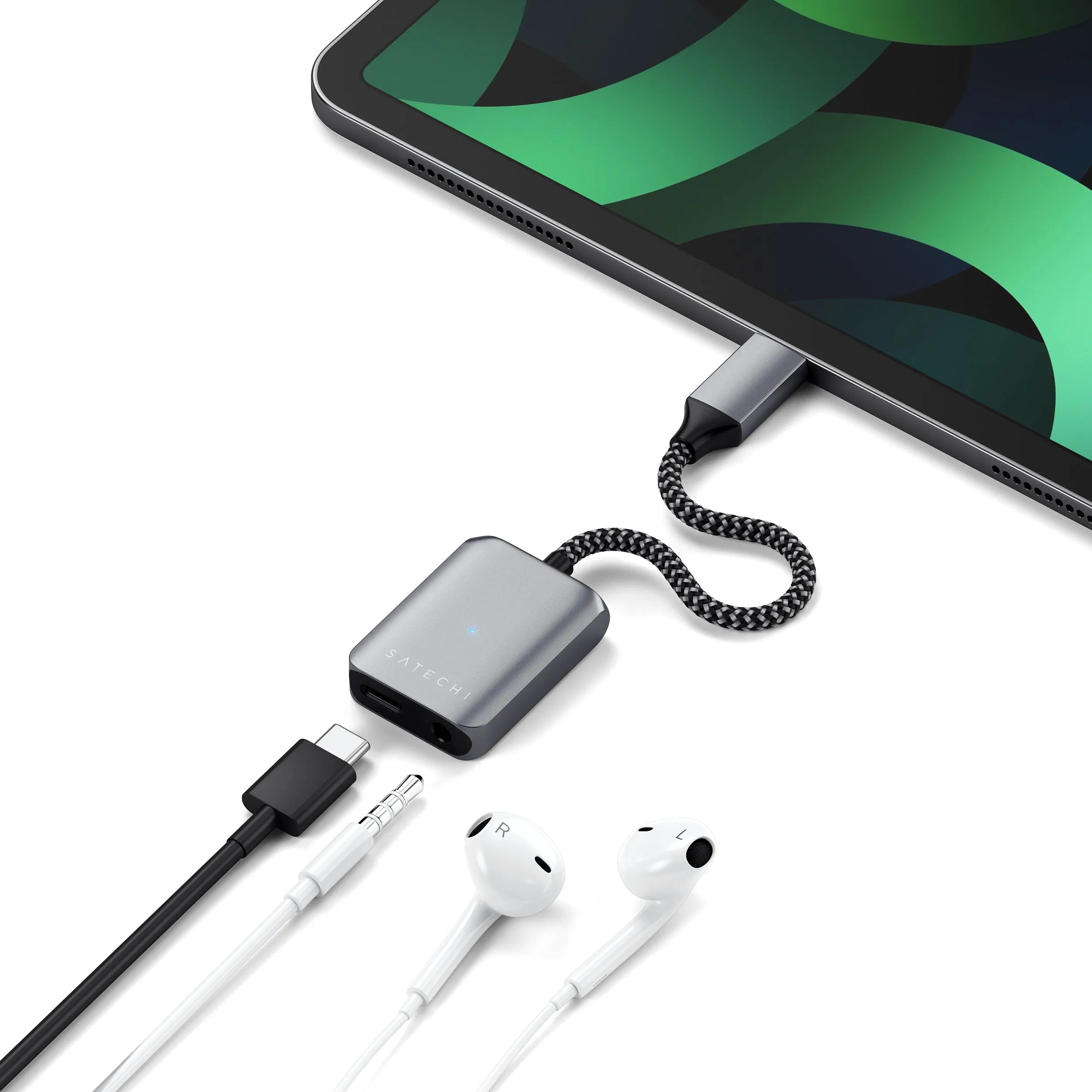 Адаптер Satechi USB-C to Audio PD Charger Adapter (серый)