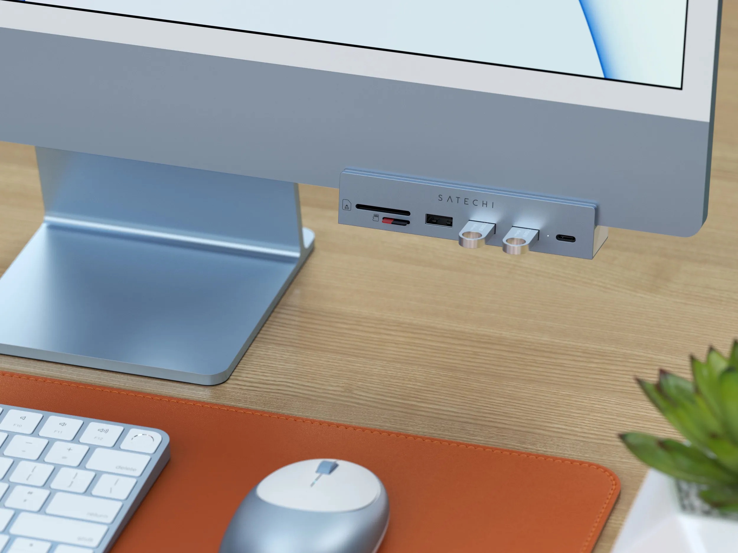 Хаб Satechi Aluminum USB-C Clamp Hub (для iMac 24'', голубой)