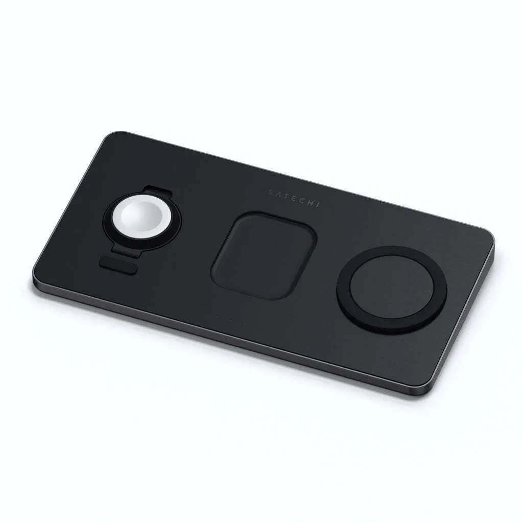 Беспроводное зарядное устройства Satechi Trio Wireless Charging Pad (для iPhone, AirPods, Apple Watch, серый космос)