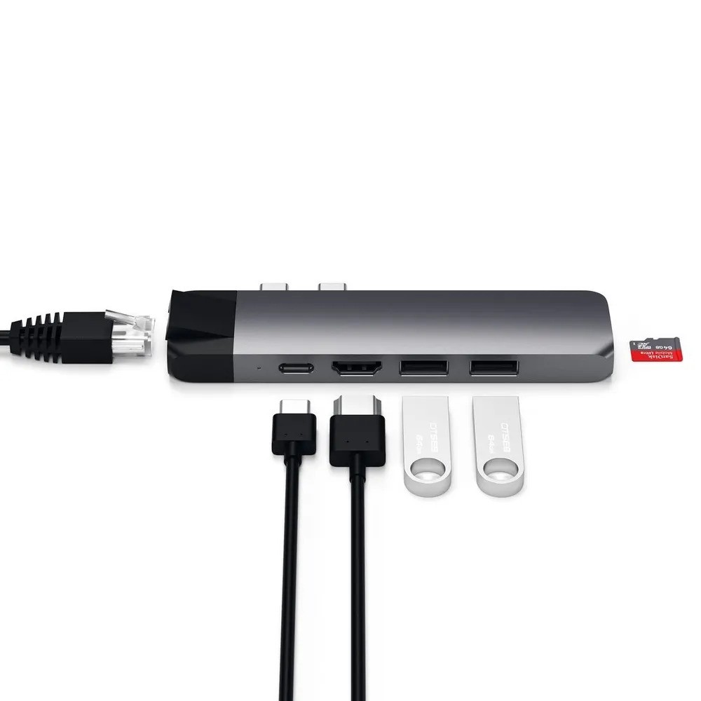 USB-хаб Satechi Aluminum Pro Hub with Ethernet & 4K HDMI (серый)