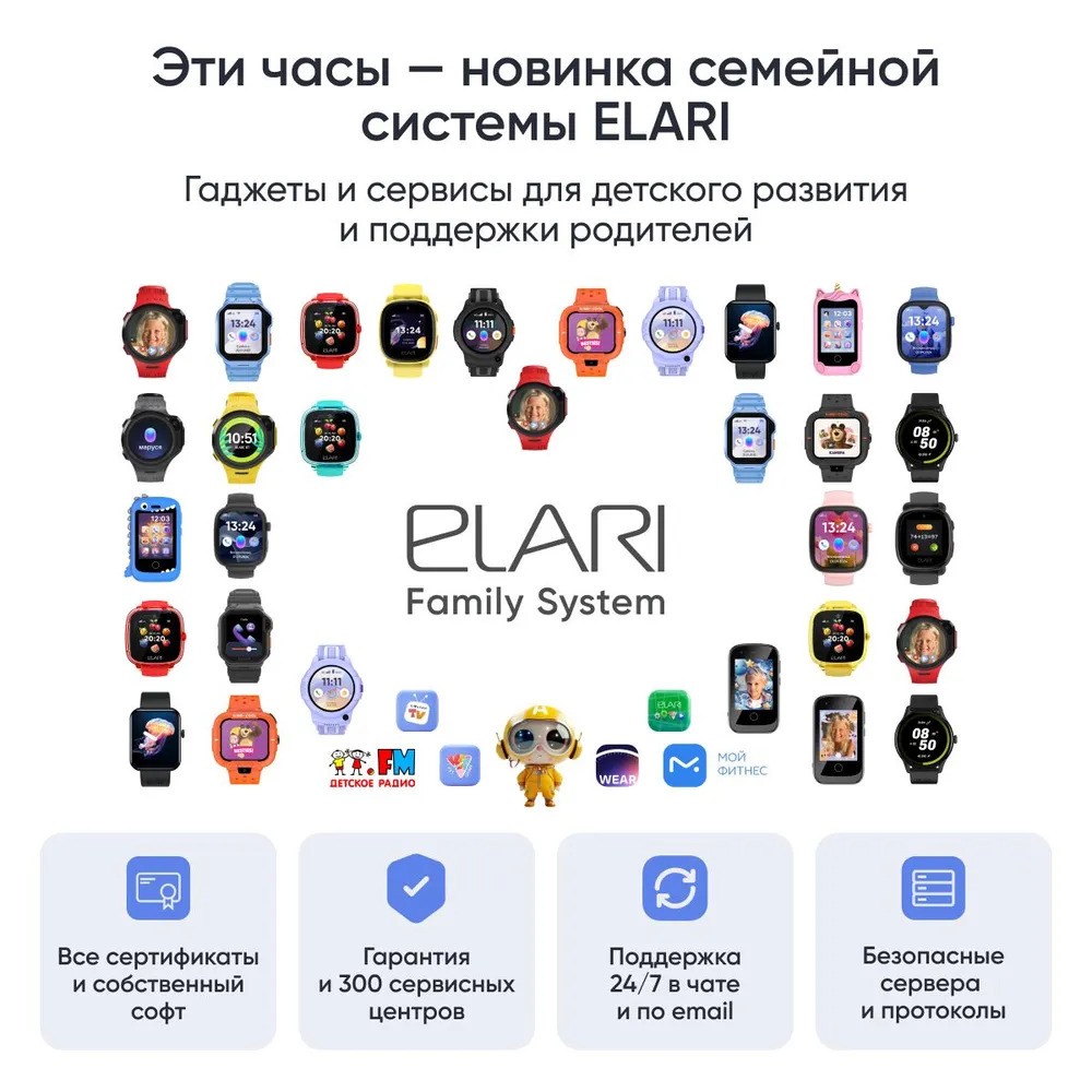 Детские умные часы Elari KidGram Watch 4G (синий)