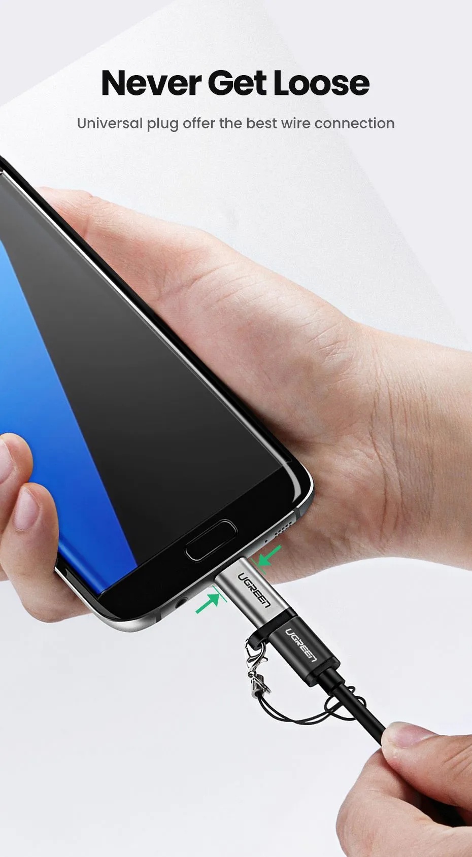 Адаптер UGREEN US282 USB-C Female to Micro USB Male (серый)