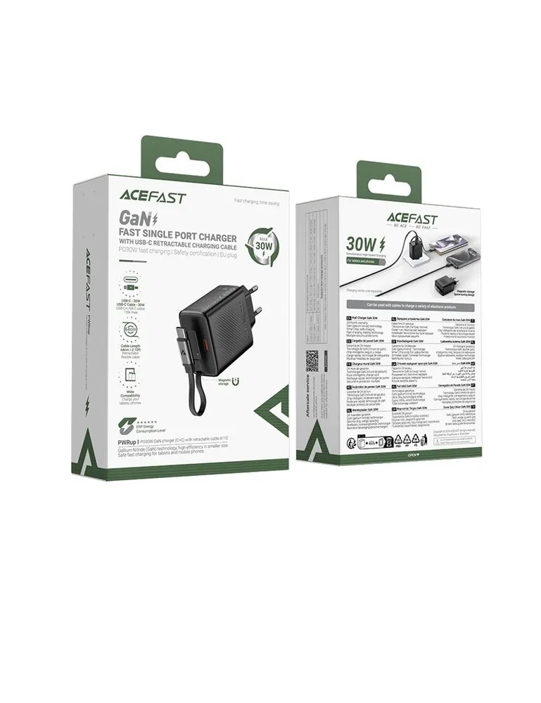 Зарядное устройство ACEFAST A110 PD 30W Gan Charger USB-C+USB-C (черный)