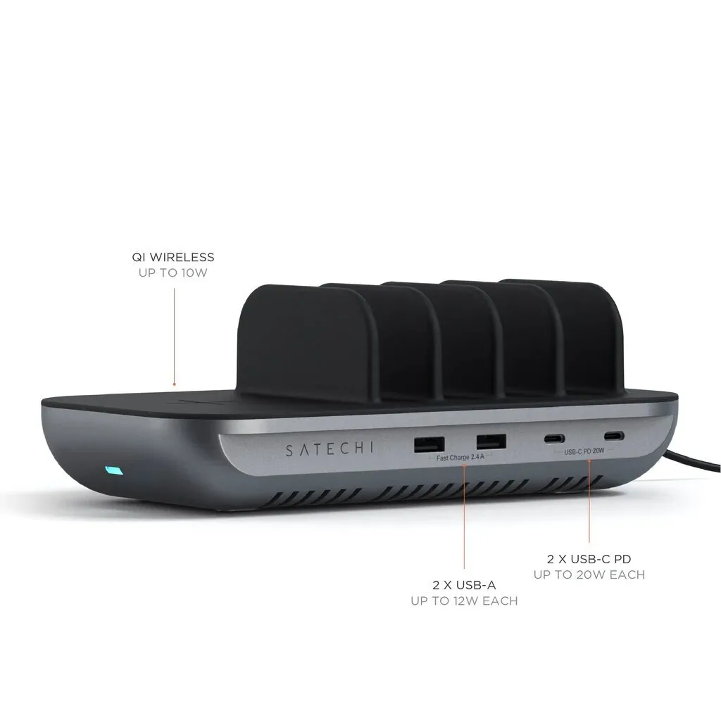 Зарядная станция Satechi Dock5 Multi-Device Charging Station with Wireless Charging (серый)