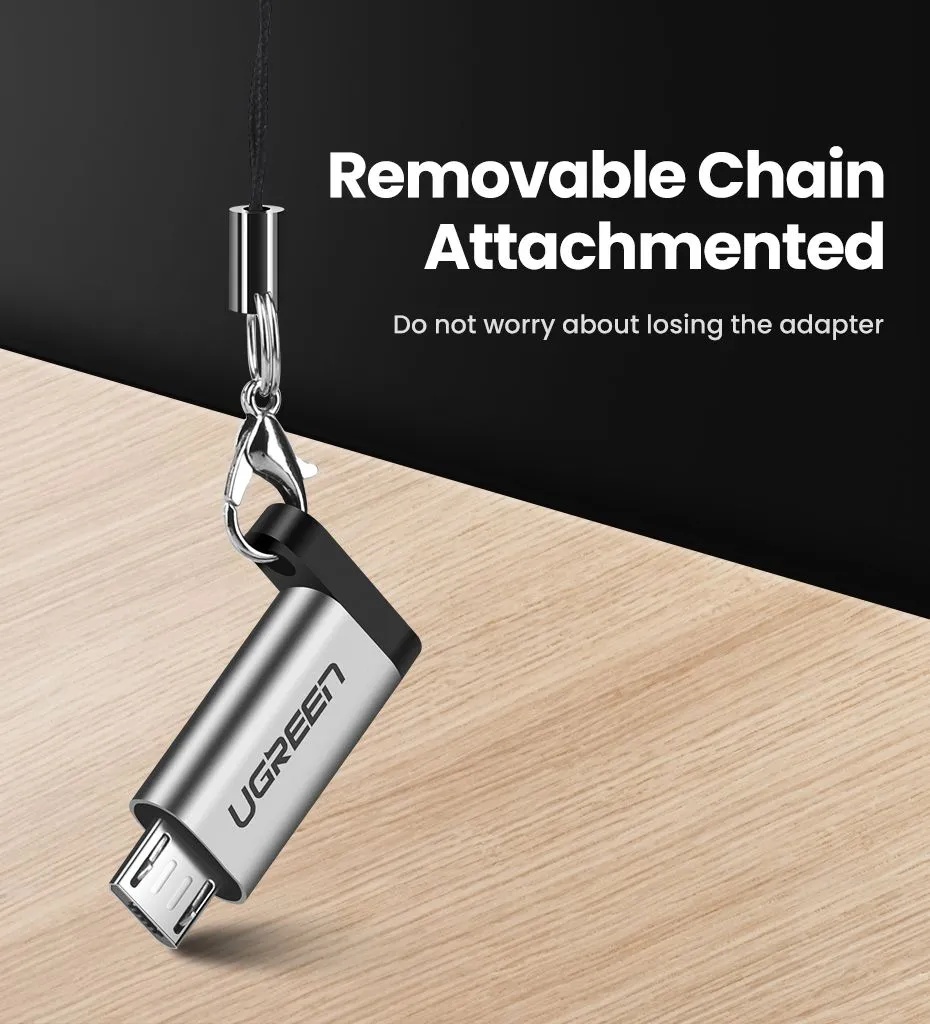 Адаптер UGREEN US282 USB-C Female to Micro USB Male (серый)
