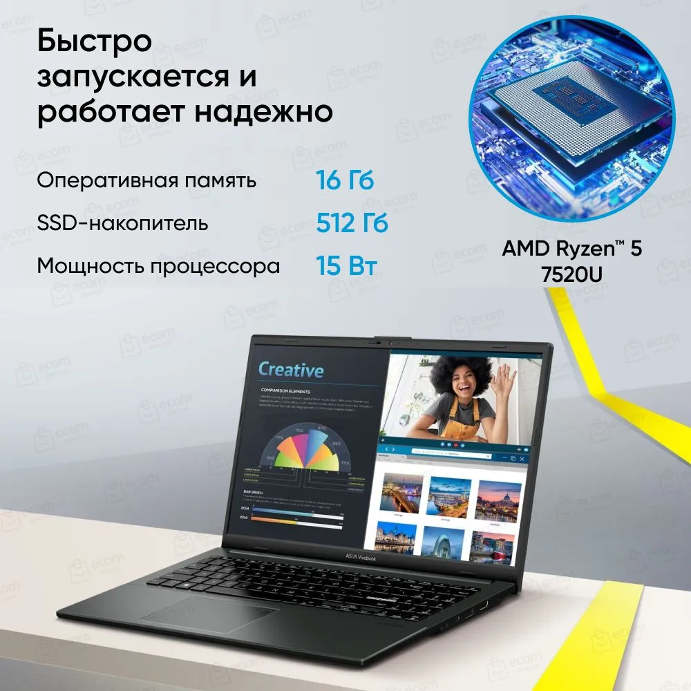 Ноутбук ASUS E1504FA-BQ831W (15.6'', черный)