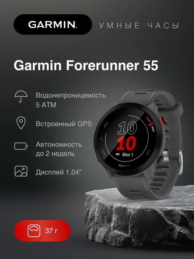Умные часы Garmin Forerunner 55 (серый)