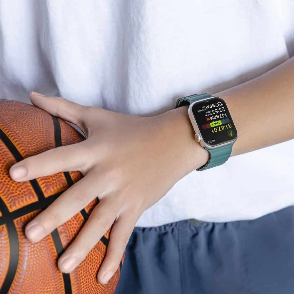 Ремешок для часов SwitchEasy MAW245078PG22 Skin Silicone Magnetic Watch Band (для Apple Watch 42/44/45mm, зеленый)