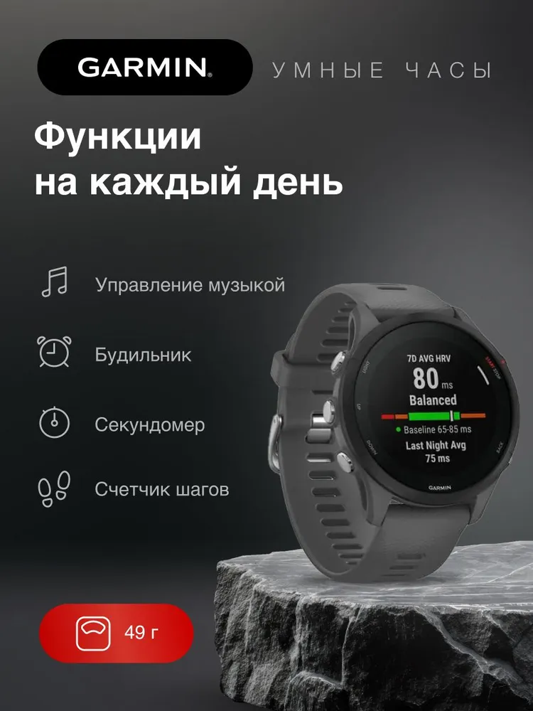 Спортивные часы Garmin Forerunner 255 (серый)