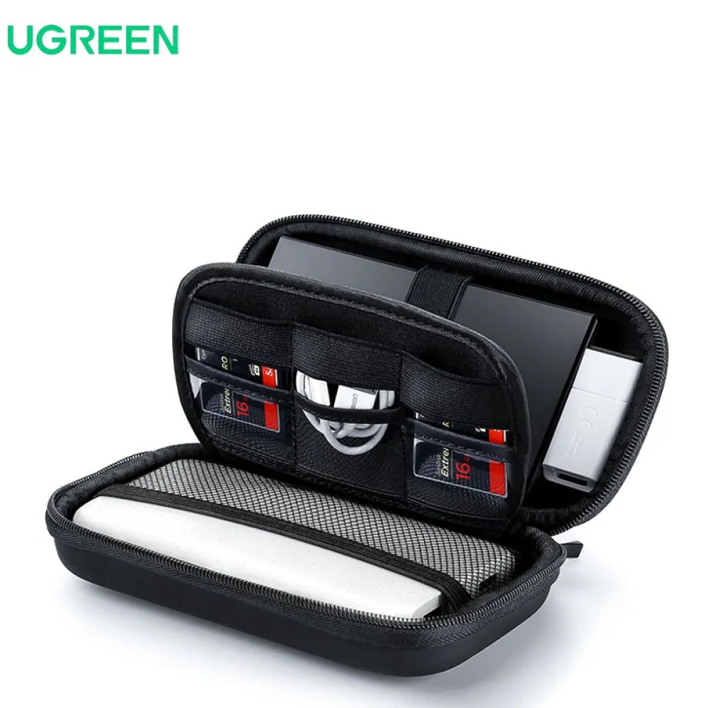Органайзер UGREEN LP128 Hard Disk Storage (для кабелей, наушников и жестких дисков, L, черный)