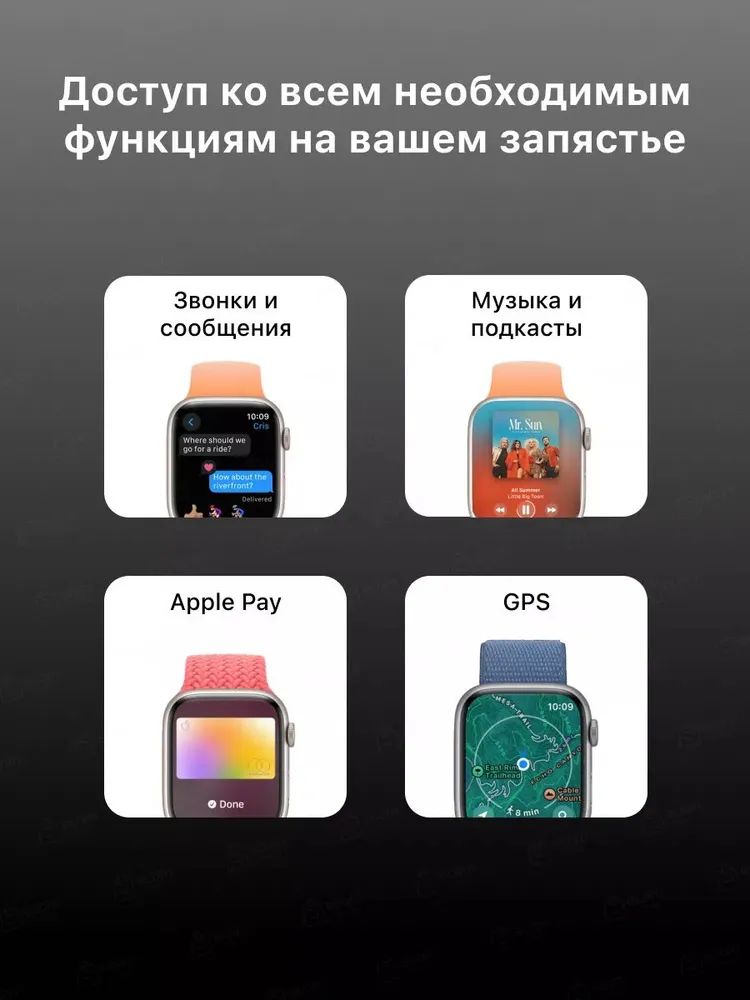 Умные часы Apple Watch Series 9 GPS Silver Aluminium Case with Storm Blue Sport Band M/L (45mm, синий)