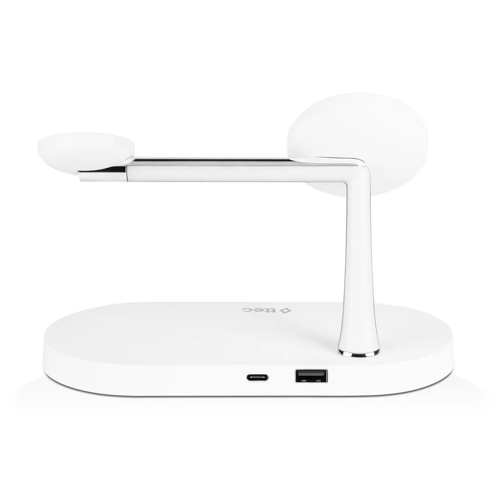 Беспроводная зарядная станция TTEC AirCharger Quattro M MagSafe Competitible 4in1 iPhone + Apple Watch + AirPods Wireless Fast charger with LED light (4-в-1, белый)