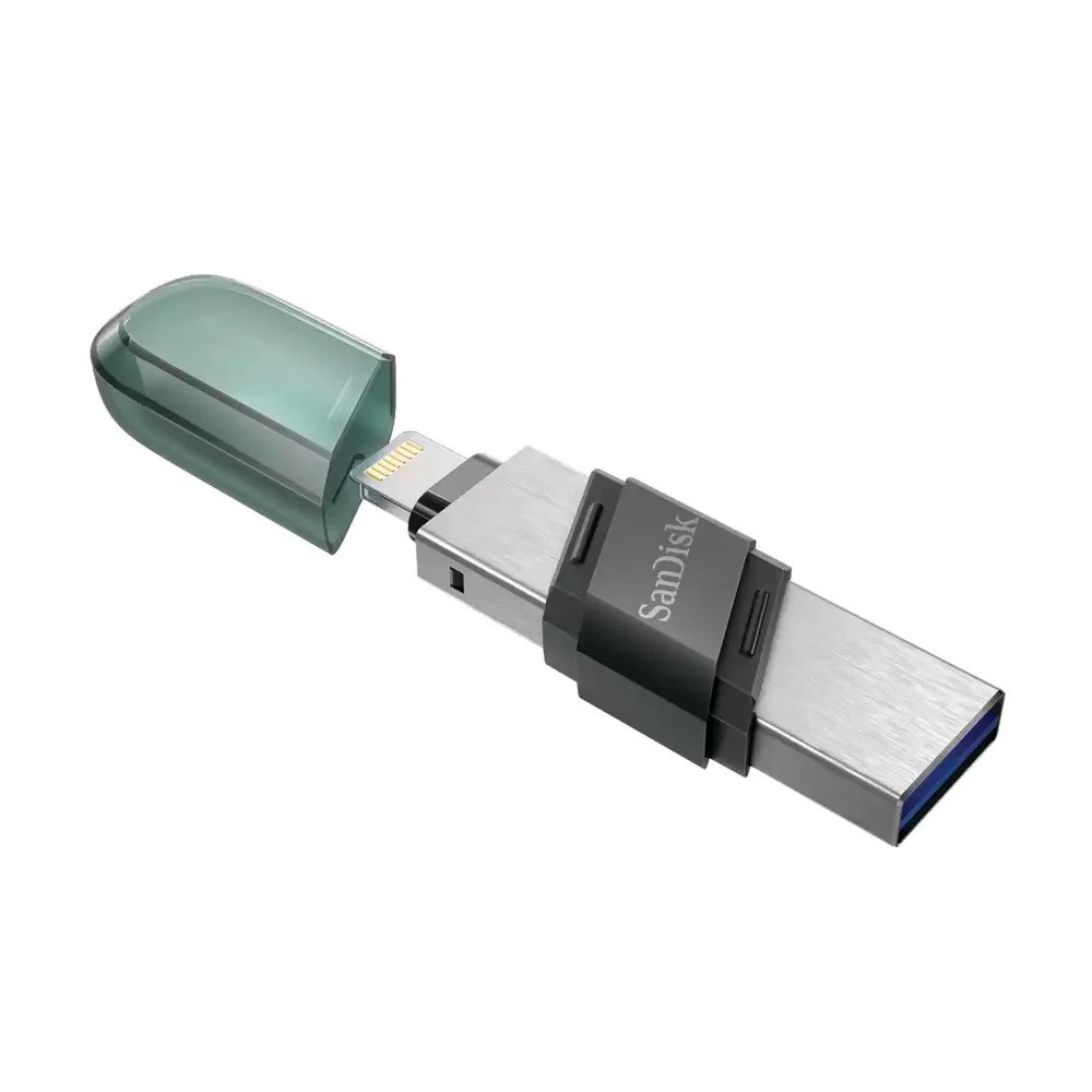 Флеш-накопитель SanDisk iXpand Flash Drive Flip (128 ГБ, серебристо-зеленый)