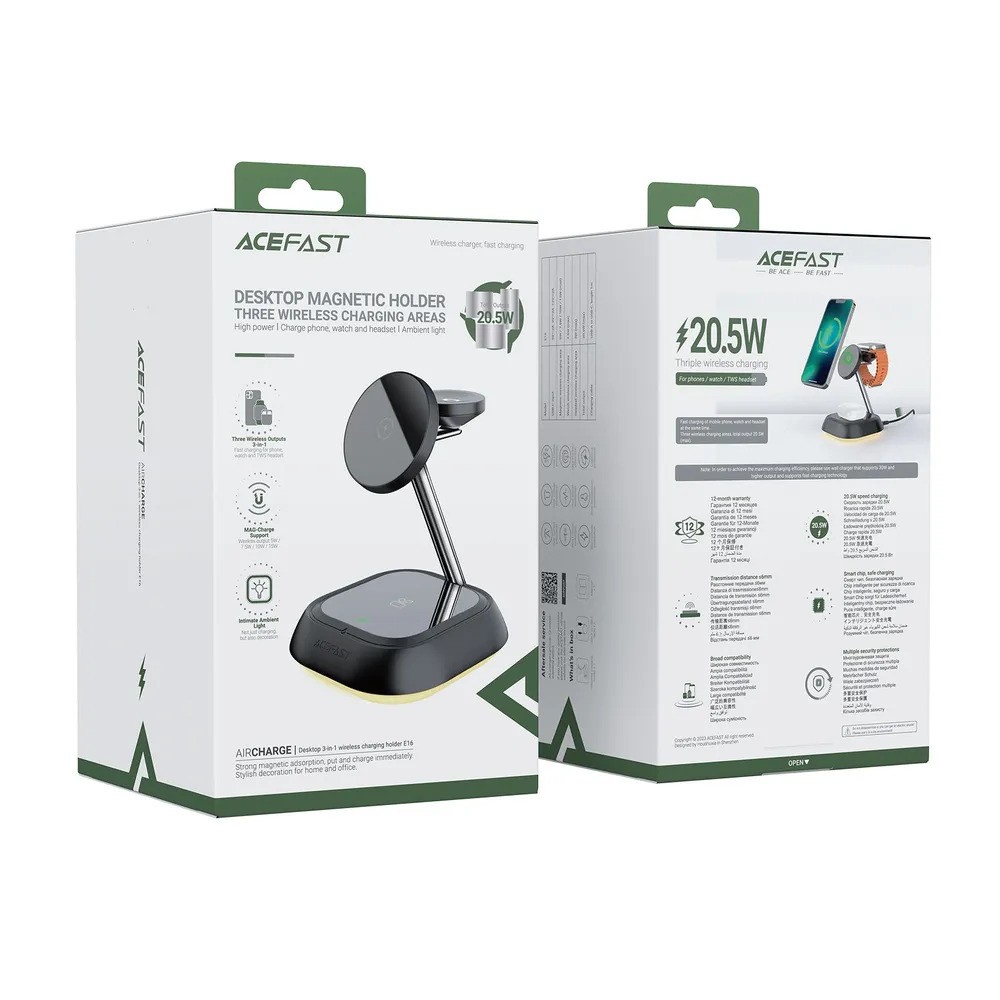 Беспроводное зарядное устройство ACEFAST E16 3-in-1 (черный)