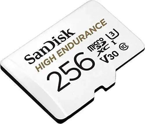 Карта памяти SanDisk High Endurance microSDHC (256 ГБ, с SD адаптером, белый)