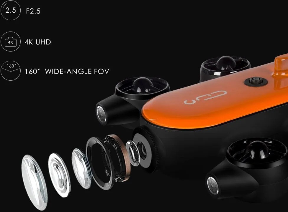 Подводный дрон Geneinno Titan 150M (черный/оранжевый)