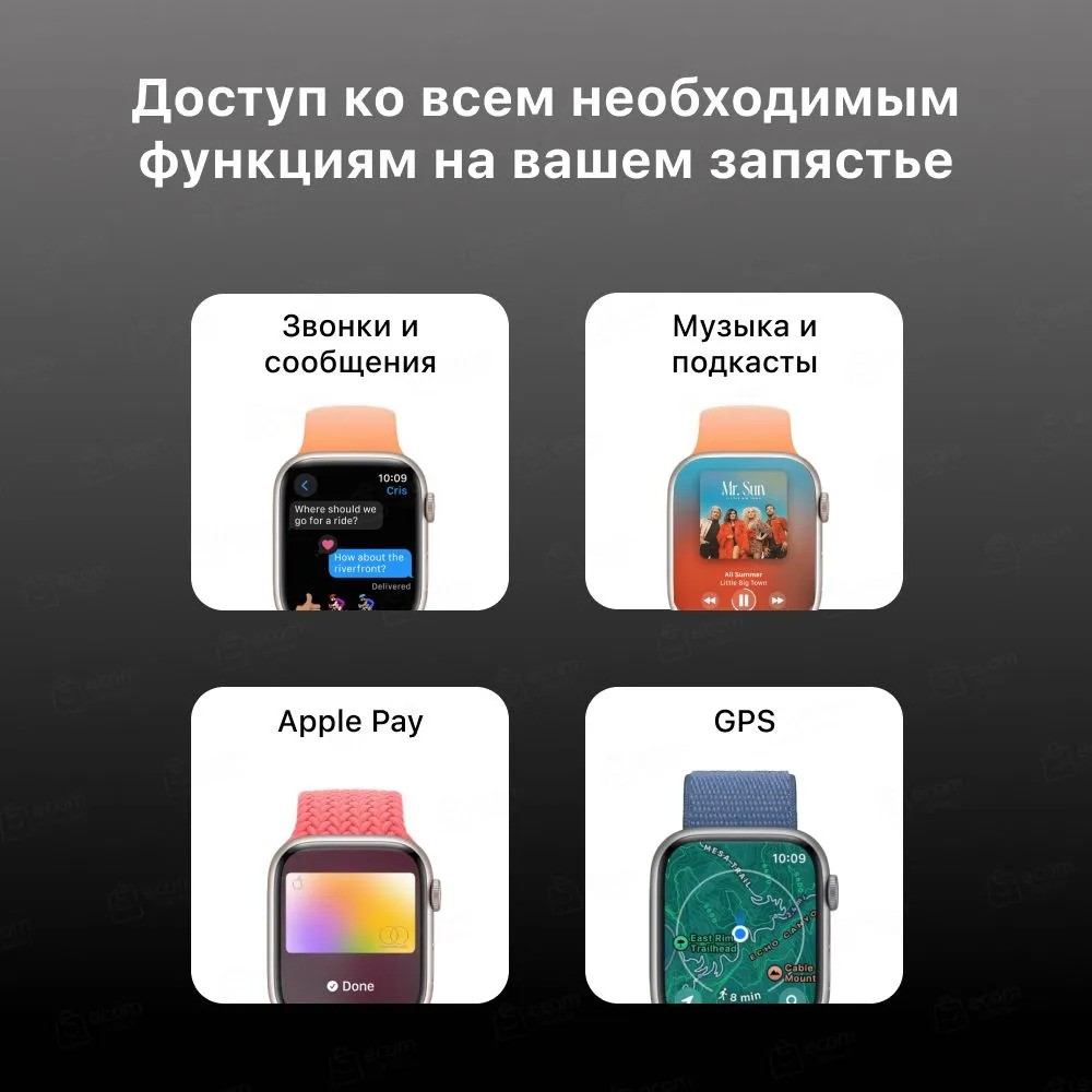 Умные часы Apple Watch Series 9 GPS Silver Aluminium Case with Storm Blue Sport Band (45mm, M/L, синий)