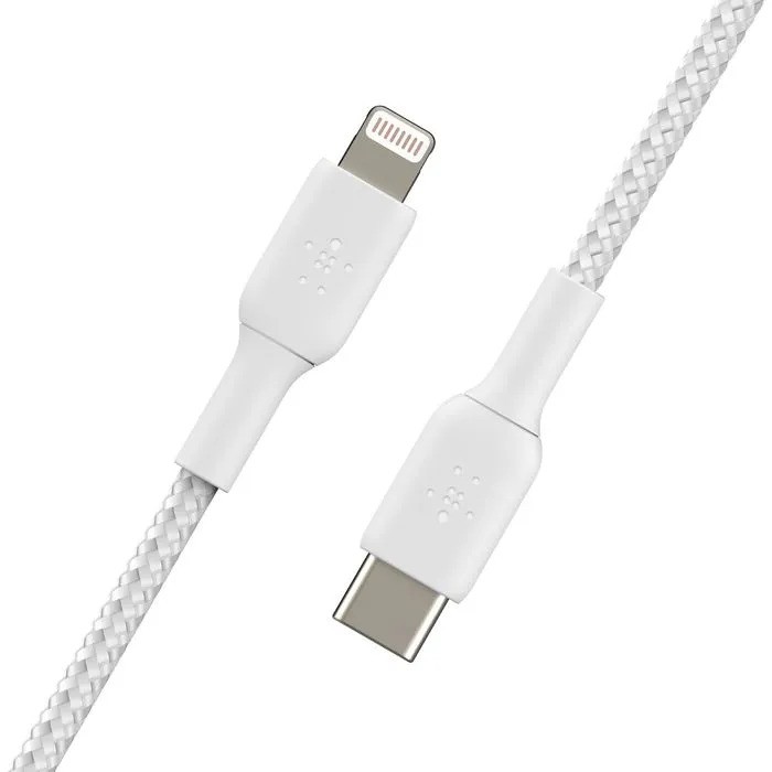 Кабель Belkin BoostCharge USB-C Braided Cable with Lightning Connector (2М, белый)