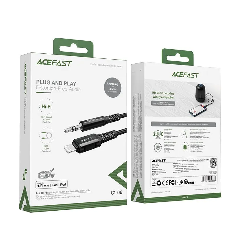 Аудиокабель ACEFAST C1-06 Lightning to 3.5mm (черный)