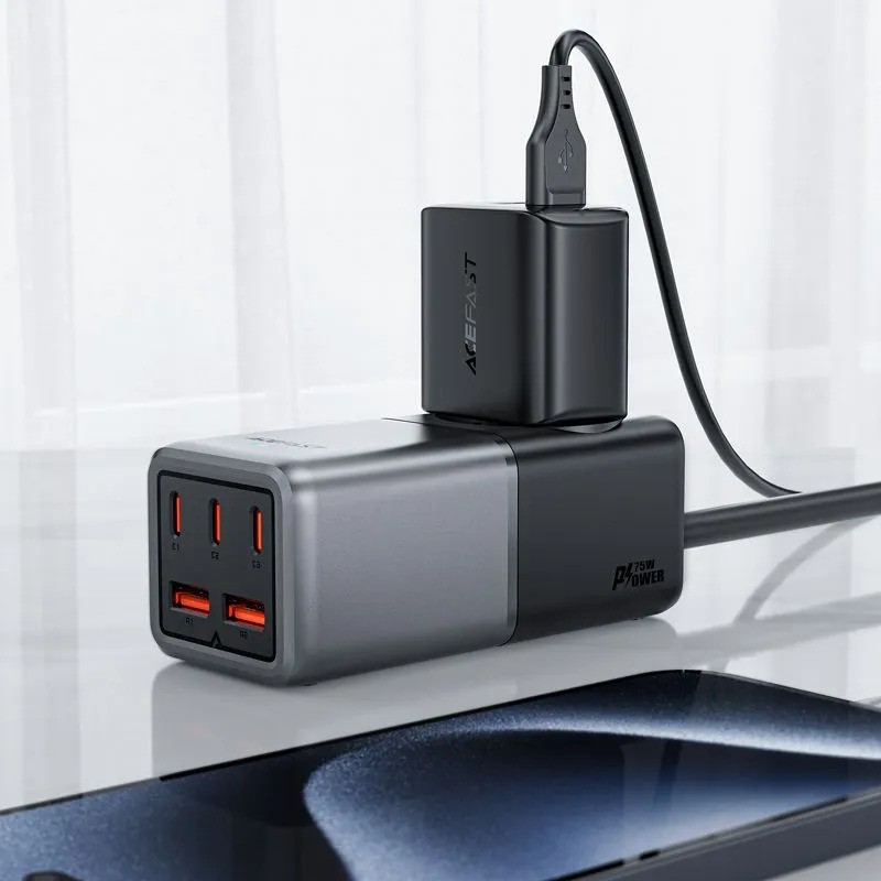 Зарядное устройство ACEFAST Z2 PD75W GaN (3*USB-C+2*USB-A) (черный)