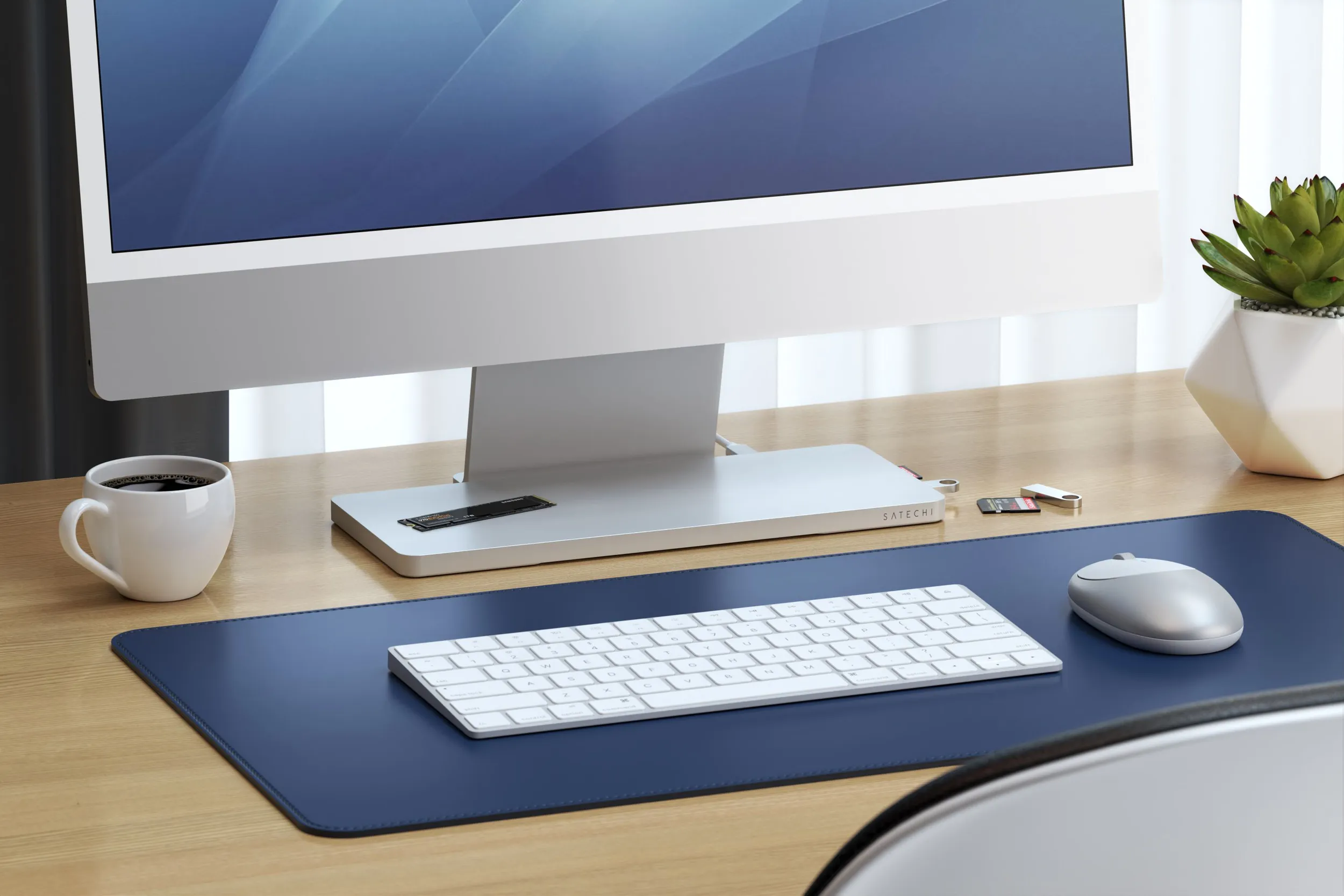 Сверхтонкая док-станция Satechi USB-C Slim Dock (для iMac 24'', серебристый)