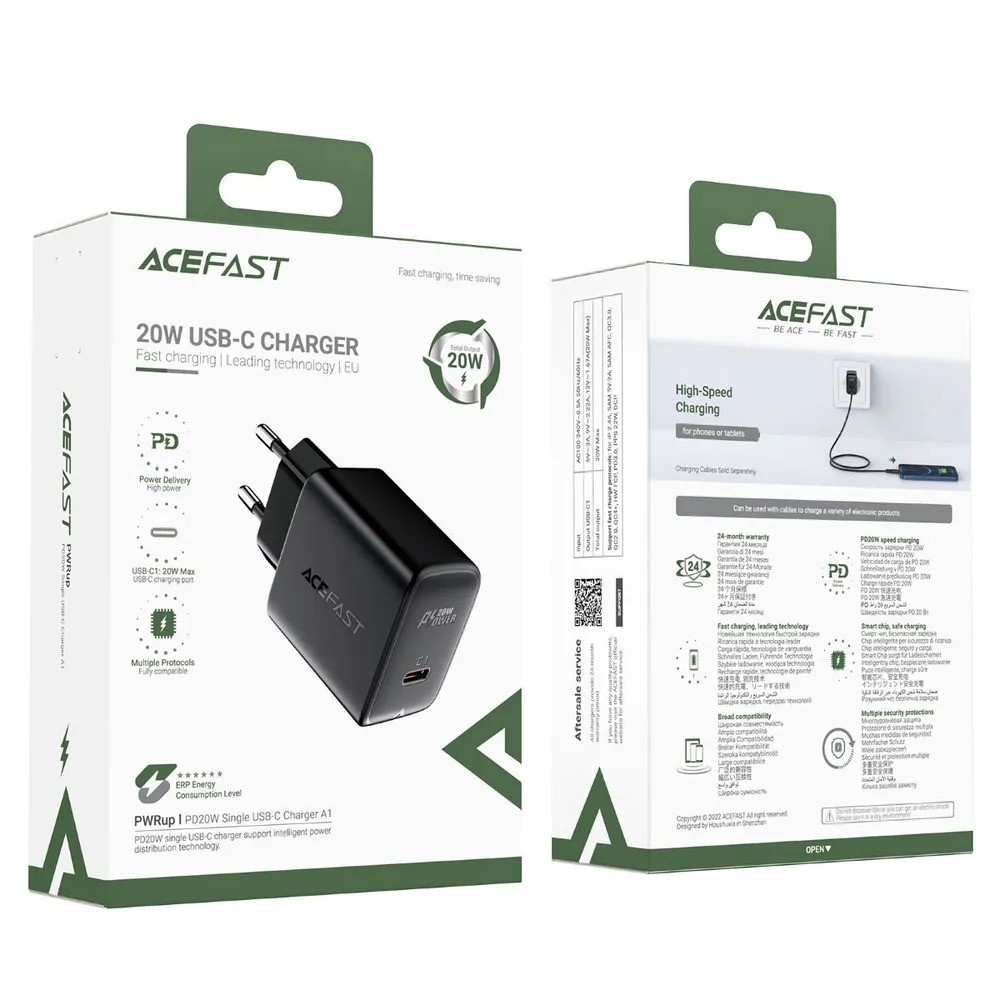 Зарядное устройство ACEFAST A1 PD20W USB-C (черный)