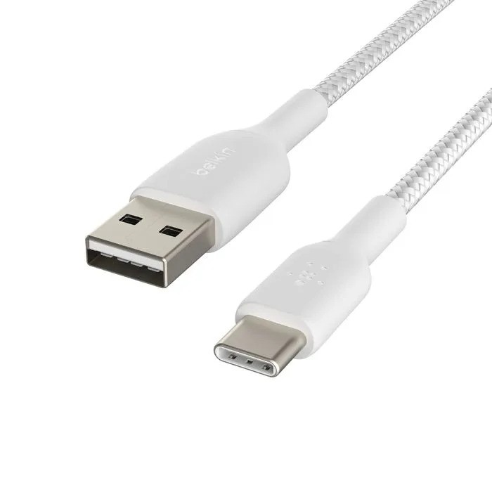 Кабель Belkin BoostCharge USB-A to USB-C Braided Cable (2М, белый)