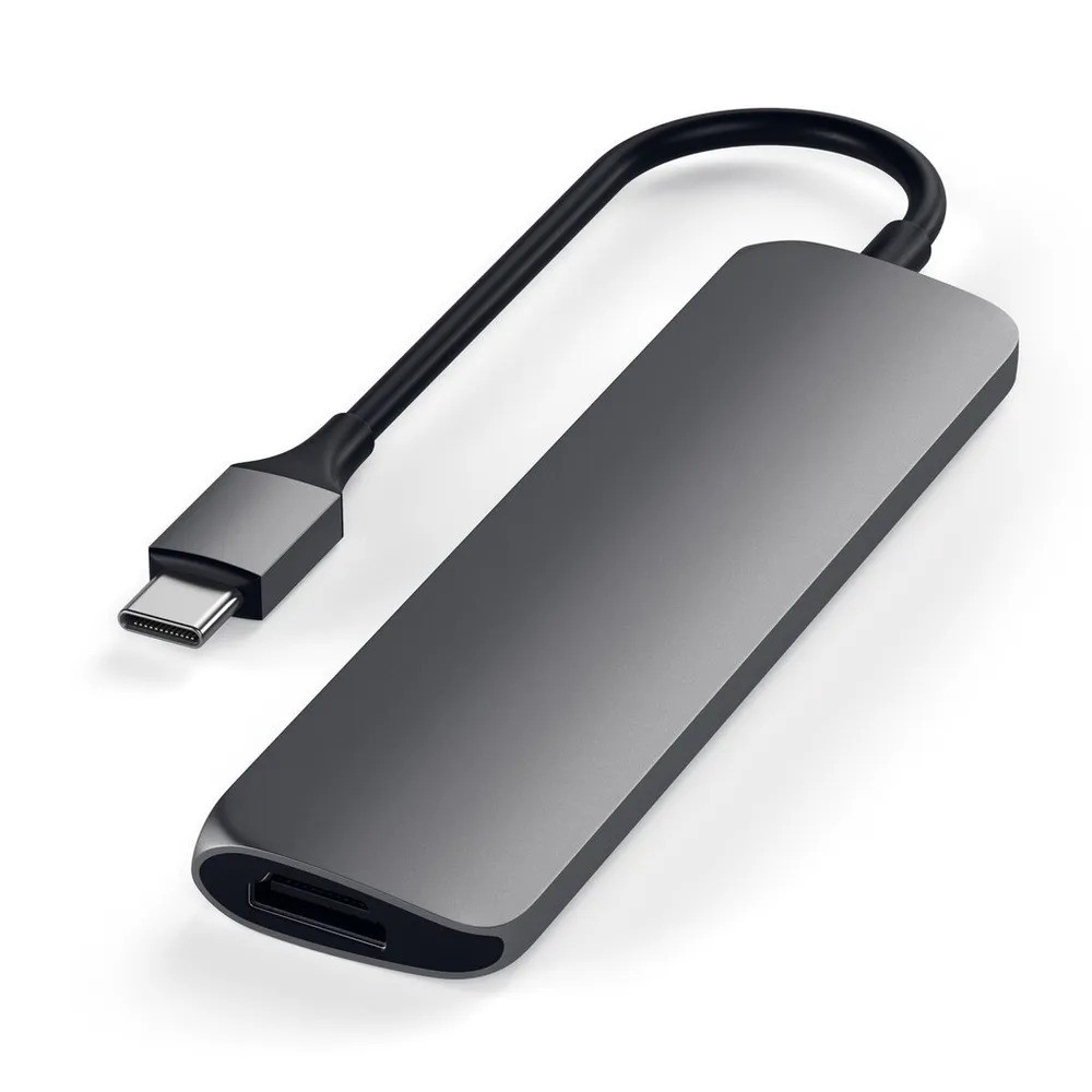 Адаптер Satechi Slim Aluminum Type-C Multi-Port Adapter with Type-C Charging Port (серый космос)